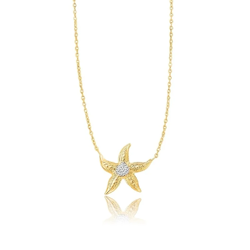 Turquoise healing necklaces-14k Two-Tone Gold Sea Life Starfish Chain Necklace