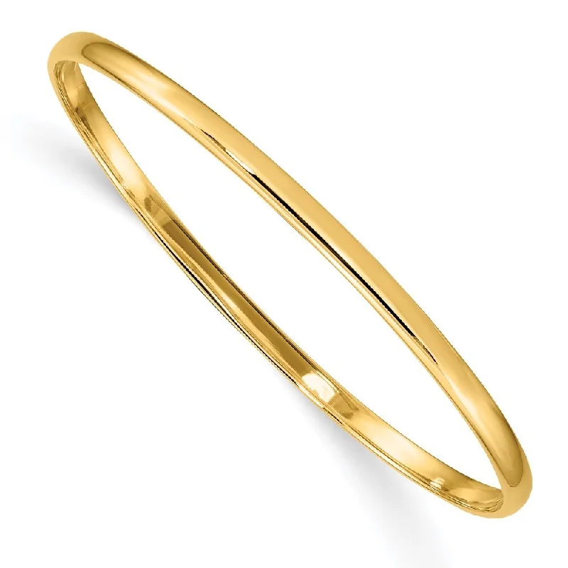 Pure link bangles-14k Yellow Gold 2.5mm Slip-on Baby Bangle Bracelet Bracelet, 5.5"