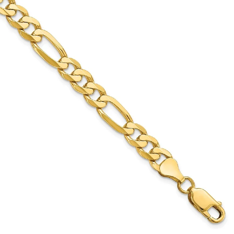 Vivid druzy bangles-14k Yellow Gold 7mm Flat Figaro Chain Bracelet, 8"