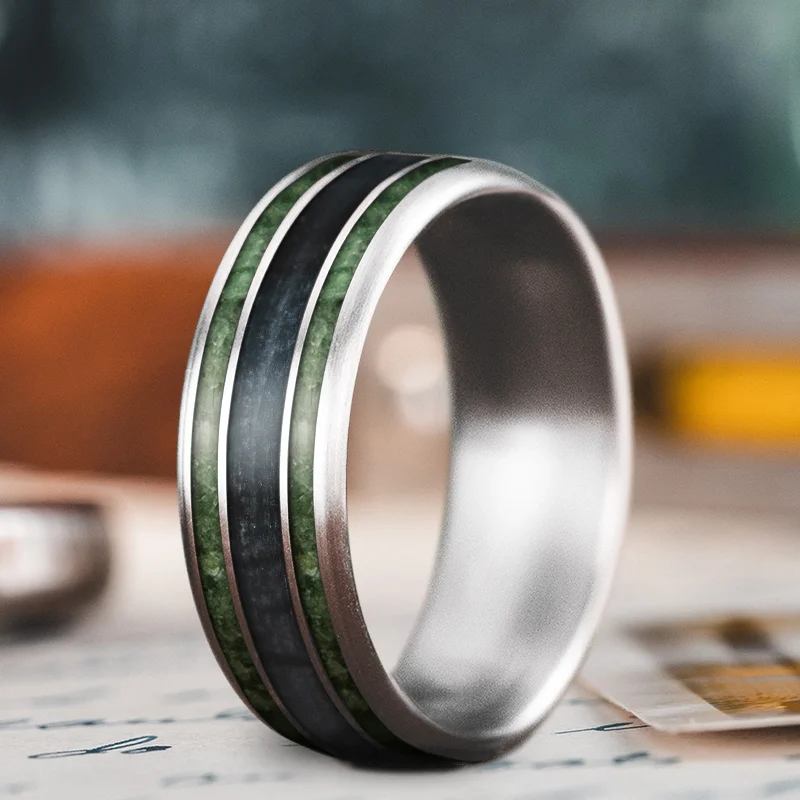 Heavy stone rings-Custom Design - 3-Inlay Wide Center Ring nNLecLTUuVEQjkGZq81fqd63