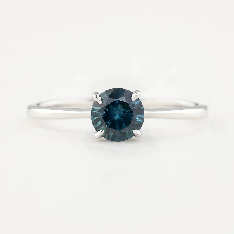 Hope charm engagement rings-Nina Ring 0.91ct Peacock Blue Green Montana Sapphire, 14k White Gold (One of a kind)