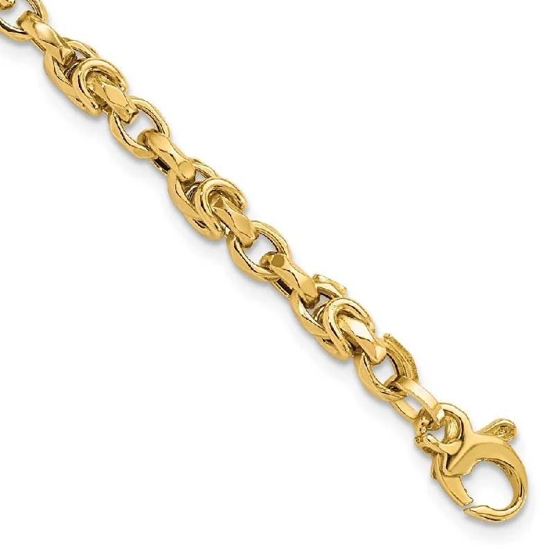 Coiled cord bangles-14k Yellow Gold Fancy Byzantine Style Link Bracelet, 7.75" (W-4.2mm)