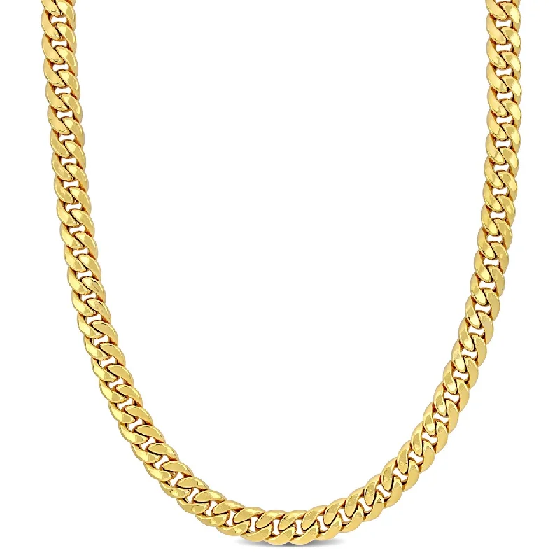 Rope braid necklaces-Miadora 6.6mm Curb Chain Necklace in 10k Yellow Gold- 20 in