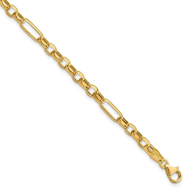 Smooth form bangles-14k Yellow Gold Fancy Link Bracelet, 7.5" (W-4.35mm)