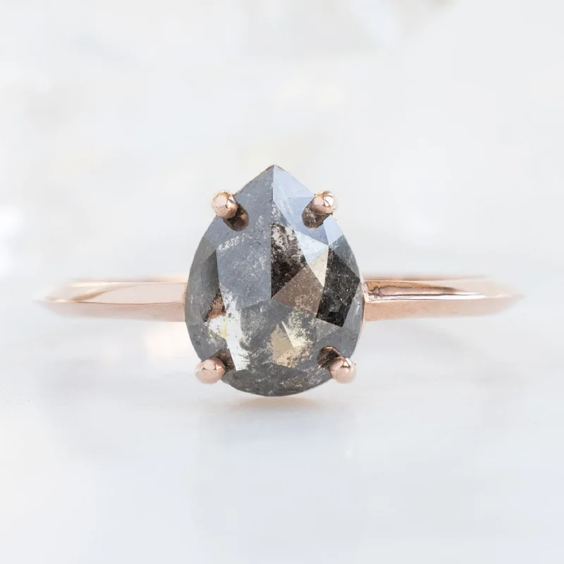 Twisted shank engagement rings-The Bryn Ring | 1.38ct Pear Black Diamond in 14K Rose Gold