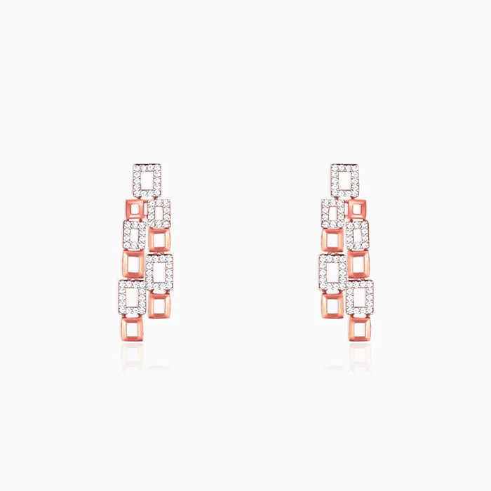 Rough texture earrings-Anushka's Rose Gold Grace Earrings