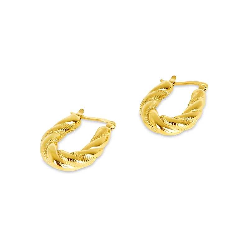 Subtle dangle earrings-Ziyah Twist Hoop Earrings - Gold