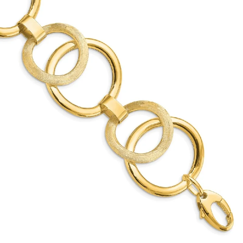 Silk cord bangles-14k Yellow Gold 27.39mm Scratch-finish Fancy Link Bracelet, 7"