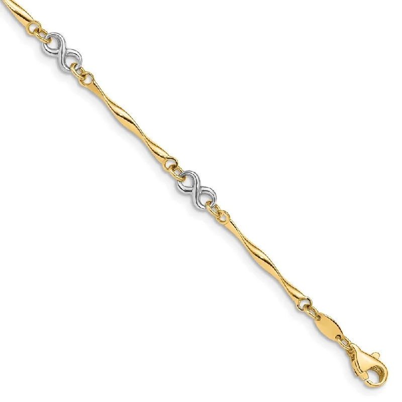 Gem strand bangles-14k Two-tone 4mm Polished Infinity Bracelet, 7.5"