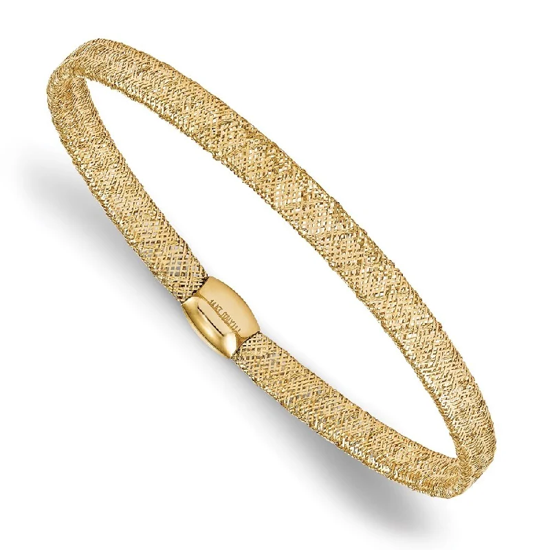 Spring clasp bangles-14k Yellow Gold 4mm Fancy Stretch Bangle Bracelet, 7.5"