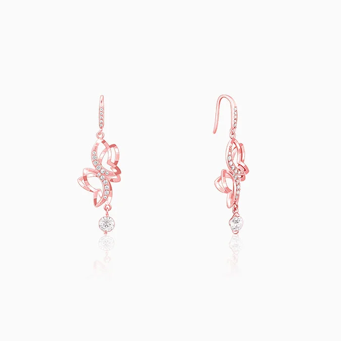 Jazz age earrings-Rose Gold Shining Butterfly Earrings