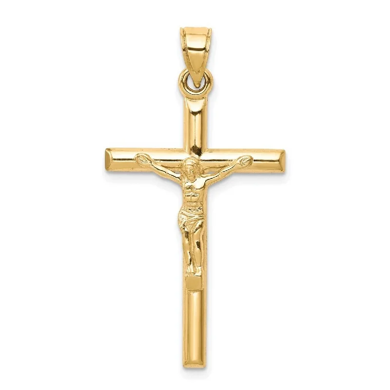 Tribal medallion necklaces-Curata 10k Yellow Gold 18" 32.7x19mm Polished Classic Crucifix Cross Necklace