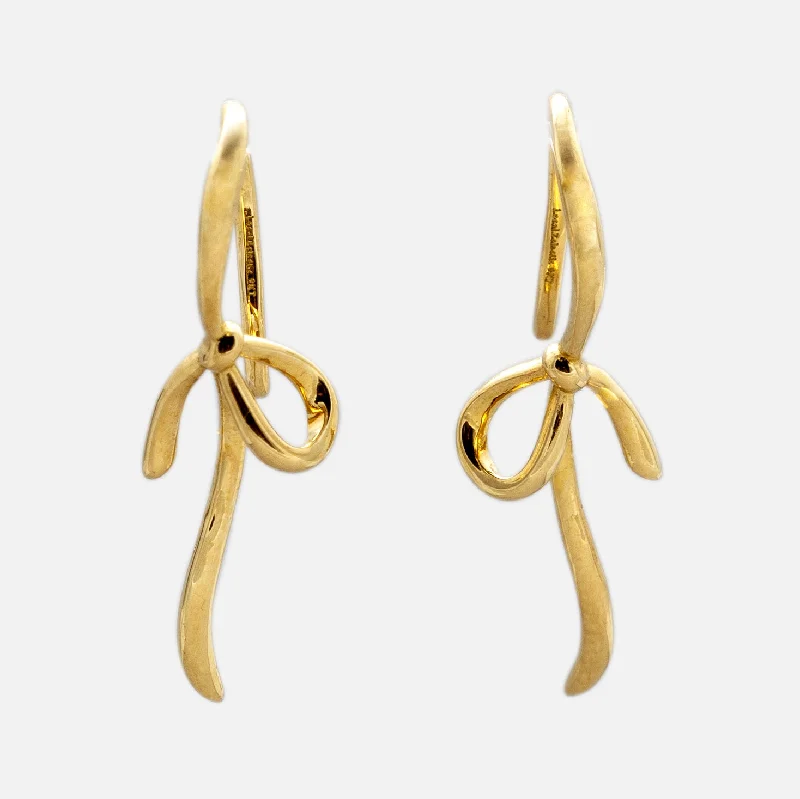 Oval dangle earrings-Solid Gold Knot Drop Earrings