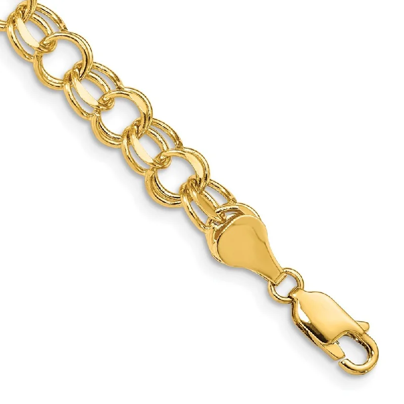 Heavy gem bangles-14k Yellow Gold 7.5mm Double Link Charm Bracelet, 7"