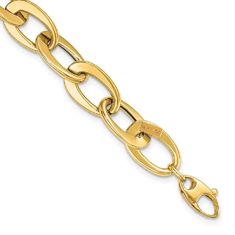 Playful bangles-14k Yellow Gold 9.7mm Fancy Link Bracelet, 8"