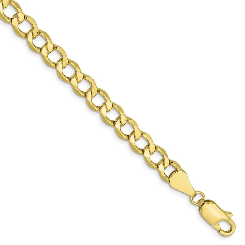 Rustic lock bangles-10k Yellow Gold 5.25mm Semi-Solid Curb Chain Bracelet, 7"