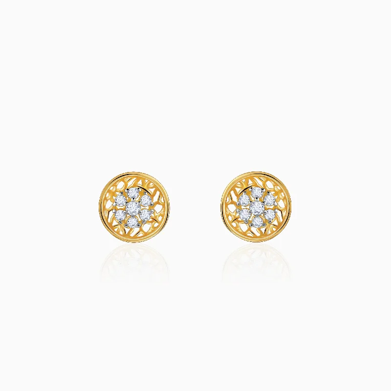 Solid hoop earrings-Gold Pretty You Diamond Earrings