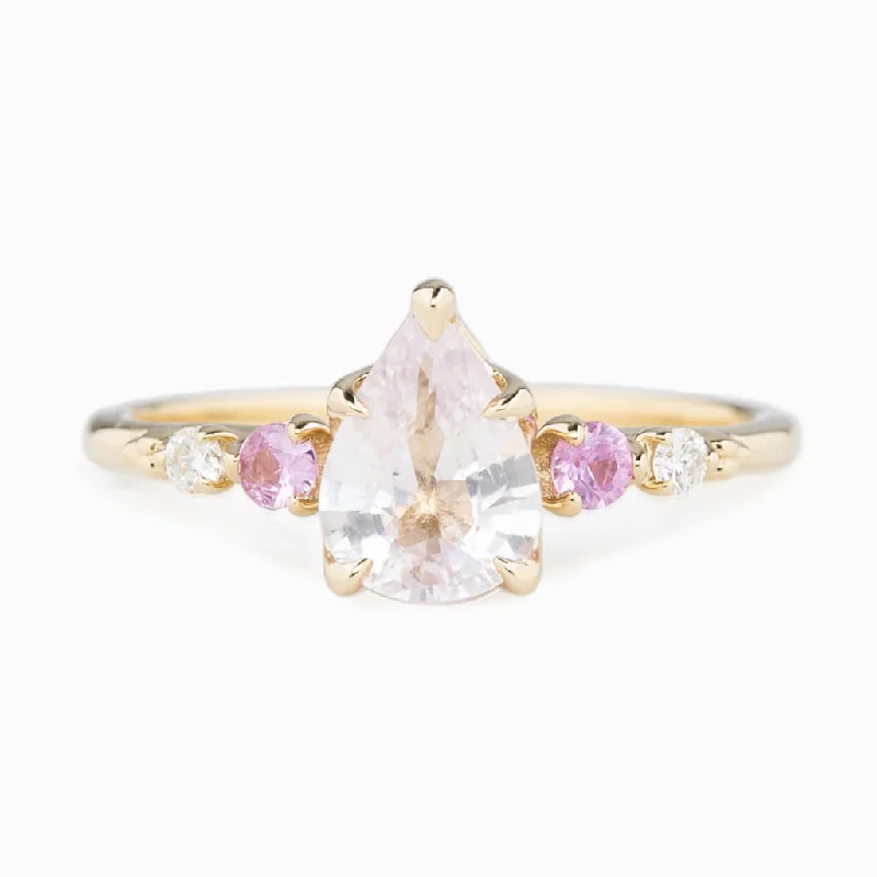 Oval cut engagement rings-Estel Fleur Ring 1.18ct Light Pink Madagascar Sapphire, 14K Yellow Gold (One of a kind)