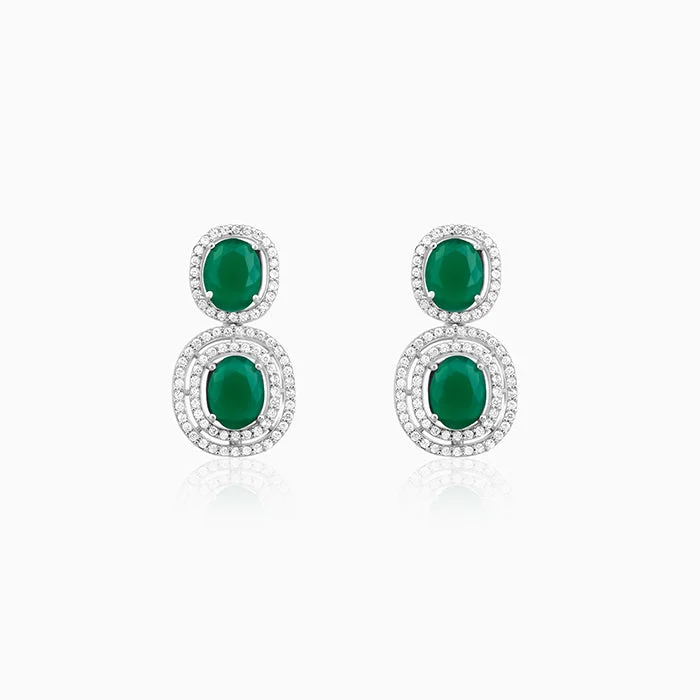 Flat badge earrings-Silver Lovesick Green Earrings