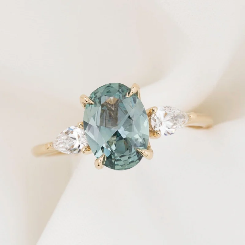 Rustic lock engagement rings-Claire Ring 1.85ct Light Blue Green Montana Sapphire, 14k Yellow Gold (One of a kind)