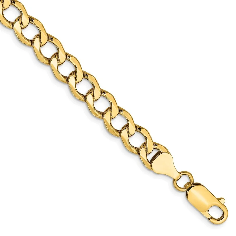 Onyx bead bangles-14k Yellow Gold 6.5mm Semi-Solid Curb Chain Bracelet, 7"