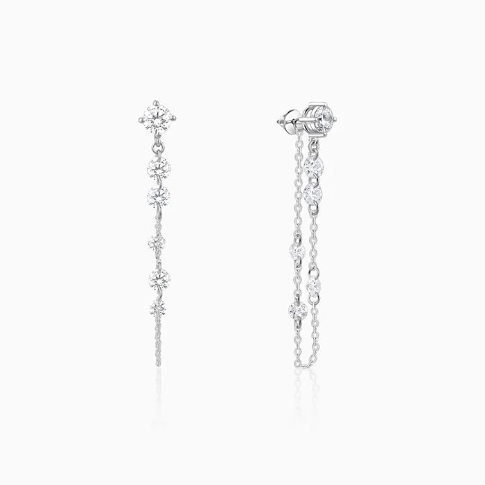 Polished art earrings-Silver Luminous Links Earrings