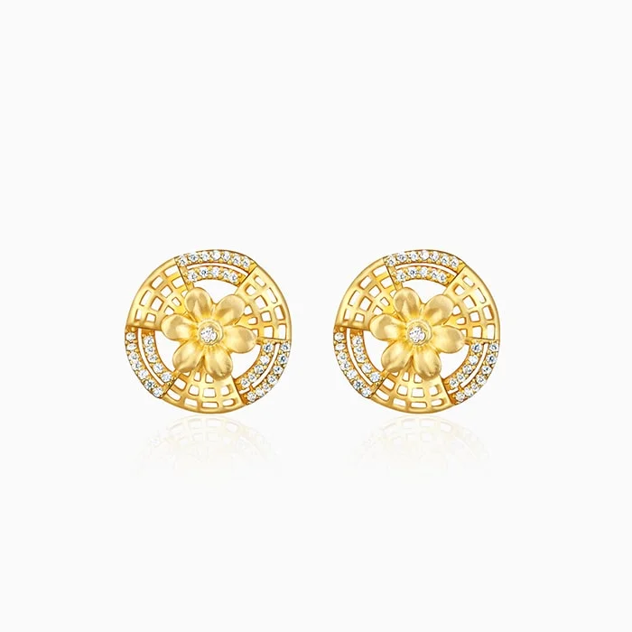 Glossy silver earrings-Anushka Sharma Golden Bewitching Beauty Stud Earrings