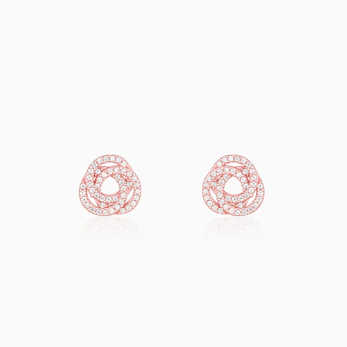 Baroque pearl earrings-Rose Gold Embrace Stud Earrings