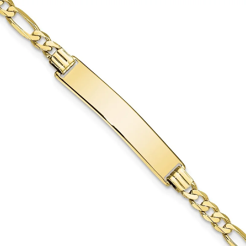 Vivid diamond bangles-10k Yellow Gold Figaro Link ID Bracelet, 7" (W-6.18mm)