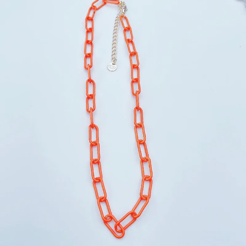 Onyx gem necklaces-Link Orange Necklace L15