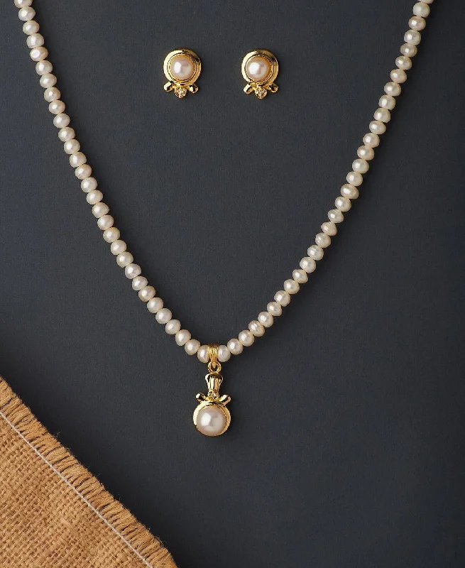 Polished bead necklaces-Pretty Real Pearl Necklace Set