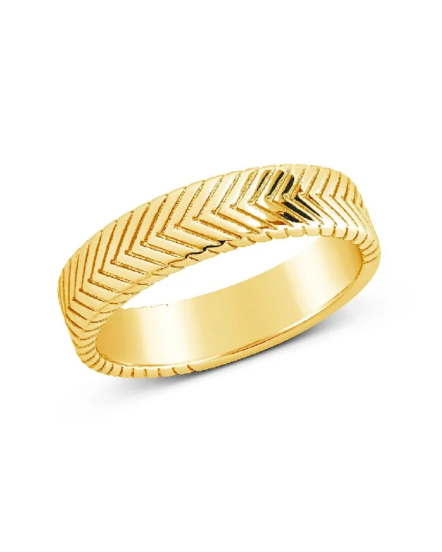 Woven motif rings-Men's Herringbone Chain Band Ring