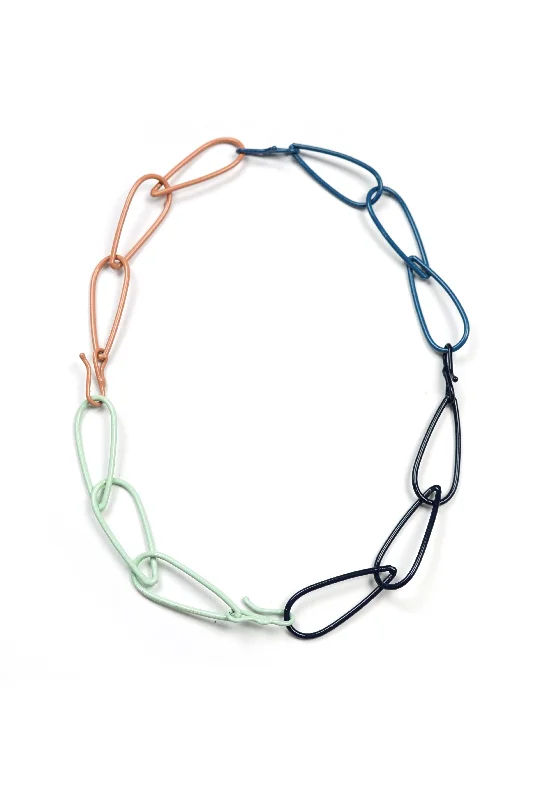 Slanted design necklaces-Modular Necklace in Dark Navy, Azure Blue, Soft Mint, and Dusty Rose