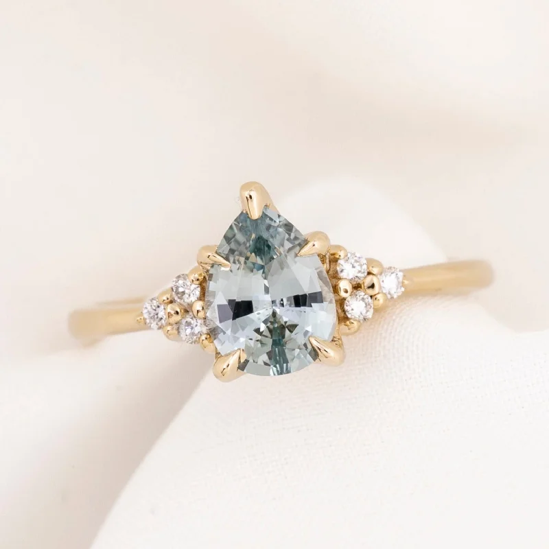 Radiant star engagement rings-Teresa Ring 1.27ct Light Blue Madagascar Sapphire, 14k Yellow Gold (One of a kind)