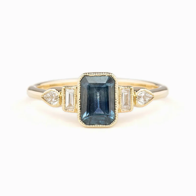 Twilight gothic engagement rings-Edith Ring Blue Montana Sapphire, 14k Yellow Gold (One of a kind)