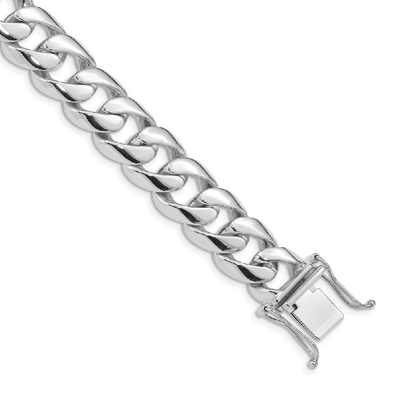 Vintage flair bangles-14k White Gold 13.4mm Hand-polished Rounded Curb Link Bracelet, 8"