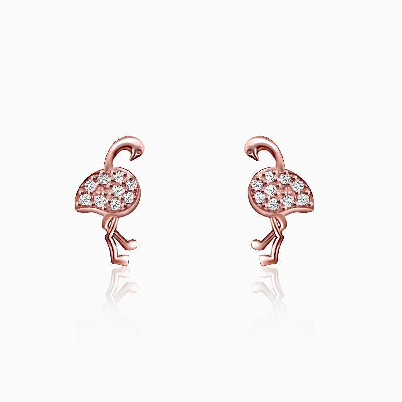 Full moon earrings-Rose Gold Flamingo Studs