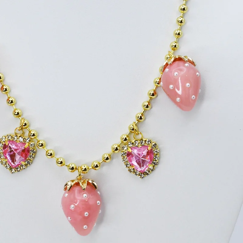 Radiant pearl necklaces-Berry Sweetheart Necklace M20