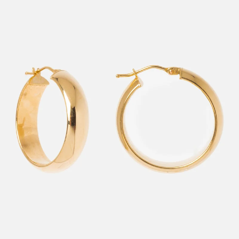 Pure crystal earrings-Solid Gold Medium Hollow Hoops