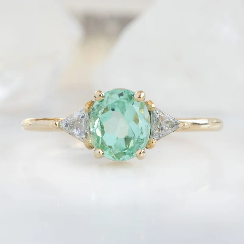 Oval cut engagement rings-The Jade Ring | 0.89ct Oval Emerald in 14K Yellow Gold