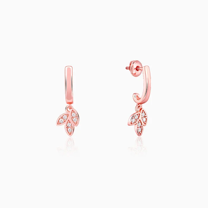 Dainty gem earrings-Anushka Sharma Rose Gold Petal Trio Hoop Earrings