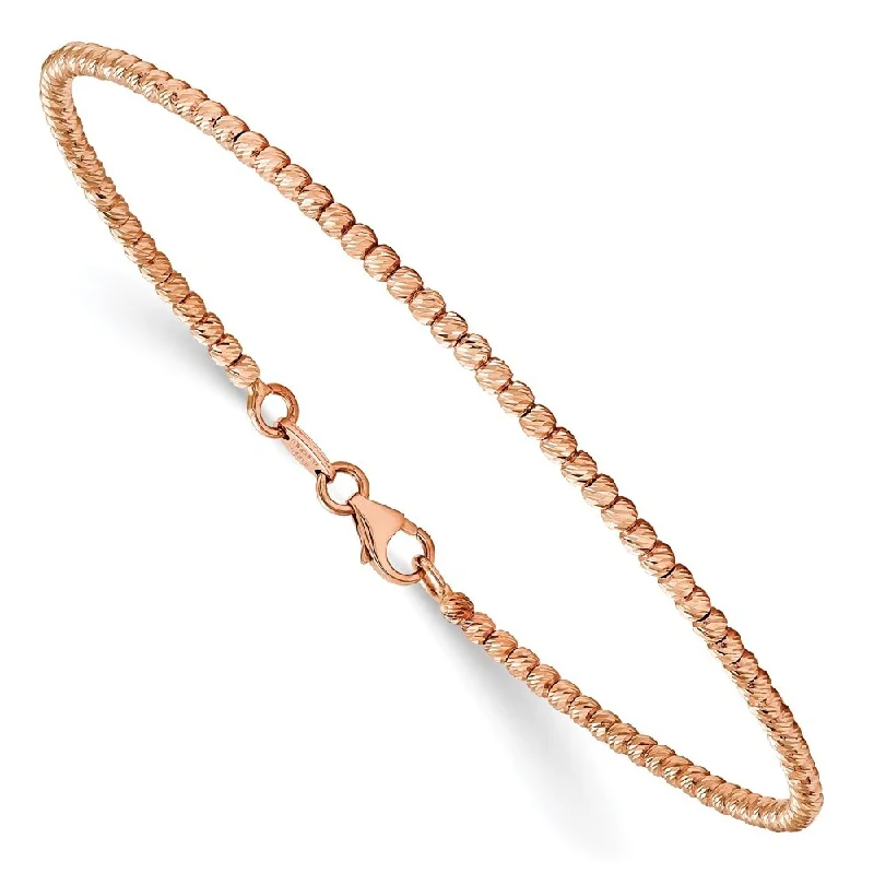 Vivid diamond bangles-14k Rose Gold 2mm Diamond-Cut Beaded Bracelet, 7"