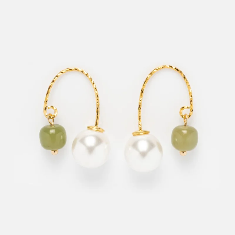 Vibrant enamel earrings-Ana Jade and Pearl Thread Earrings