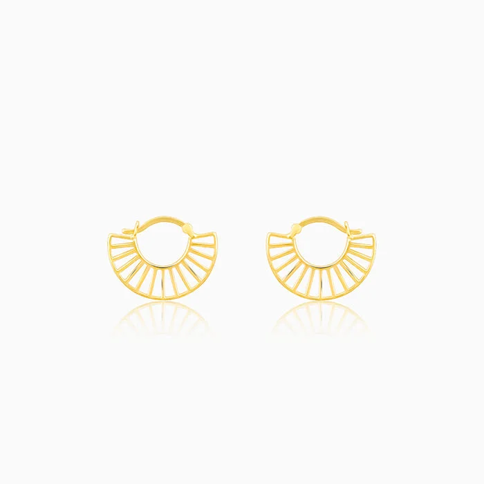 Full moon earrings-Golden Tracks Hoop Earrings