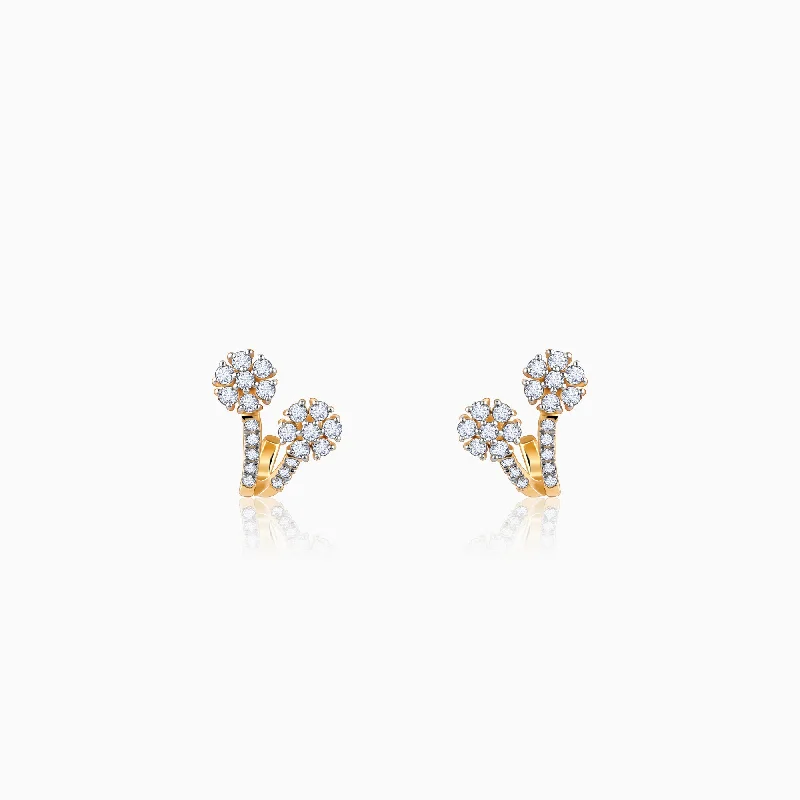 Tide design earrings-Gold Twinkle Trance Diamond Earrings