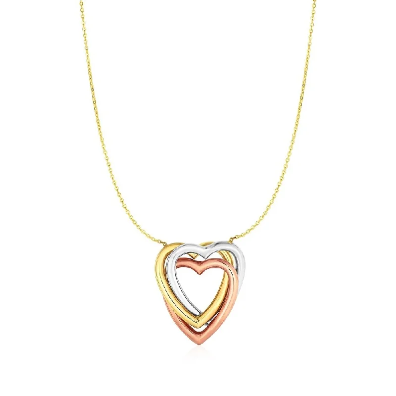 Silk fringe necklaces-Multi Color 10k Solid Gold Heart Shape Pendant Link Chain Necklace