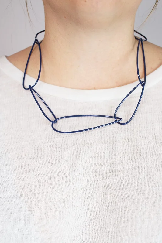 Linen cord necklaces-Modular Necklace No. 6 in Blue Sapphire