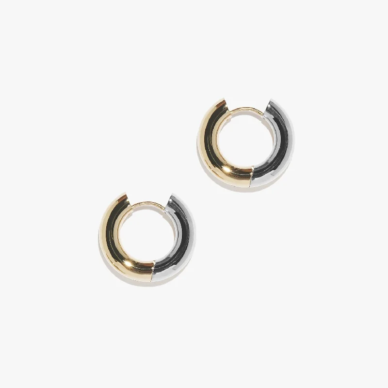 Curved design earrings-Dual Metal Chunky Infinity Hoops (Pair)