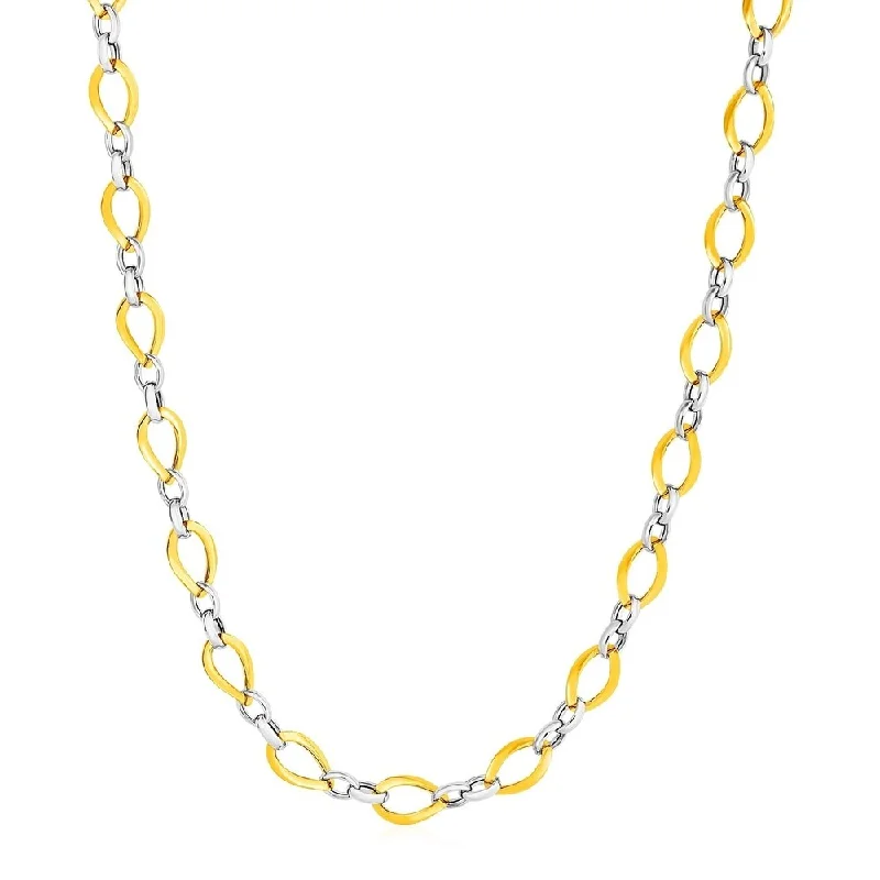 Retro locket necklaces-Twisted Oval Chain Necklace in 14k Two Tone Gold