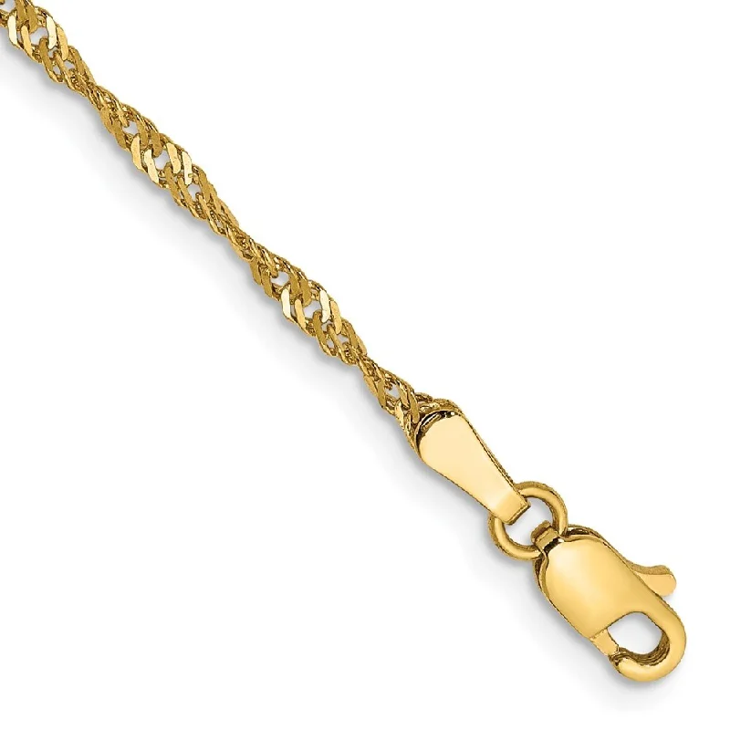 Playful bangles-14k Yellow Gold 1.70mm Singapore Chain Bracelet, 7"